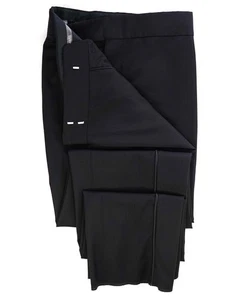$595 ARMANI COLLEZIONI - Black Flat Front Tuxedo Dinner Pants - 33W - Picture 1 of 6