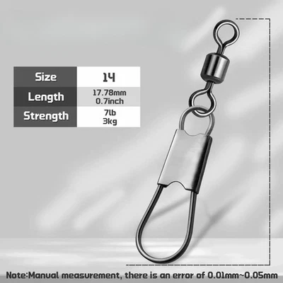 50~200Pcs Fishing Rolling Swivel with Interlock Duo-Lock Snap Connectors Tackle - Image 1 of 4