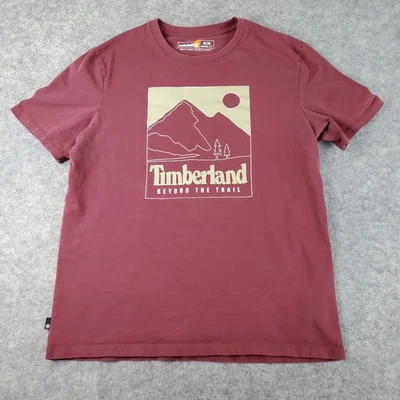 Timberland Shirt Mens Medium Red Crew Neck Short Sleeve Graphic Stretch Casual - Image 1 of 4
