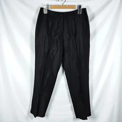 Lauren Ralph Lauren 女式黑色丝绸裤子 6 码职业商务长裤阅读 — 第 1/4 张图片