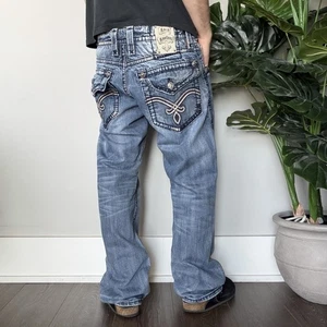 Y2K Rock Revival Jeans Aiden Relaxed Straight 34 Pattentasche Vintage 2000er - Bild 1 von 9