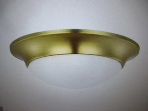 Progress Etched Glass 11.5 in. Close-to-Ceiling Satin Brass 1-Light Flush Mount - Picture 1 of 8