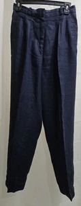 Pantalone donna JHCcollectibles blu plissettato foderato con polsini in lino taglia 8 - Foto 1 di 10