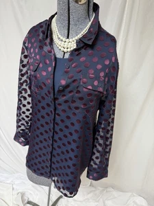 Chico's Top & Tank Größe 12P zweiteiliges Set lila metallic luxuriöser Punktedruck durchsichtig - Bild 1 von 24