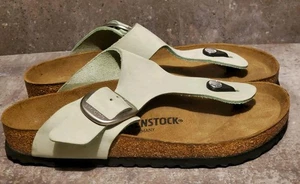 Birkenstock Big Buckle Gizeh Nubukleder Matcha Sandalen Damen US 7 EU 38 - Bild 1 von 8