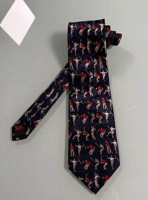 Artefactos de museo de colección corbata seda novedad golfistas hechos a mano seda estándar Foto 1 de 4