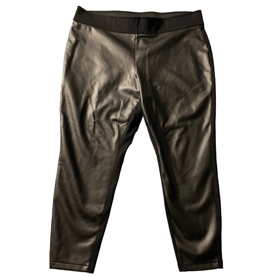 Leggings Ava & Viv 2X (42x27) Negros Imitación Cuero Frontal Suave Ponte Trasero Elastizados Foto 1 de 4