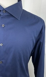 STENSTROMS Men’s Blue Polka Dot Twofold Cotton Classic Fit Dress Shirt Sz 18.5 - Picture 1 of 6