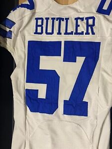2012 Game Used Dallas Cowboys Victor Butler LB #57 size 44. Shows heavy use