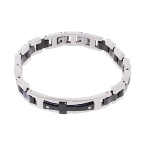 Pulsera de acero inoxidable para hombre con identificación cruzada negra de 8,5 - Imagen 1 de 2