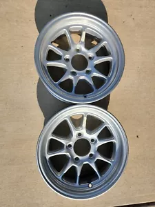 PAIR OF 14" X 5" 5 LUG ON 4.5 ALUMINUM TRAILER WHEELS - Bild 1 von 6