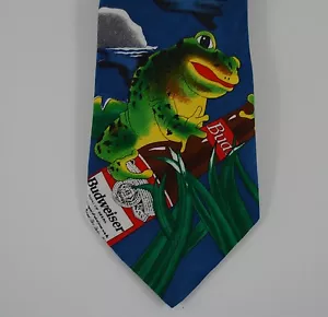 Budweiser Beer Frog Neck Tie Bud Beer Bottle Lily Pad Swamp Pond Bullfrog NWT - Picture 1 of 1