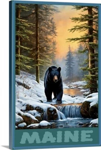 Tela artistica orso nero Maine natura selvaggia e fauna selvatica fino a 20 x 30 - Foto 1 di 3