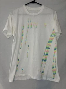 Vintage weißes Herren Tshirt Rainbow Streak Burst bunt Einzelnaht Gr. M - Bild 1 von 7