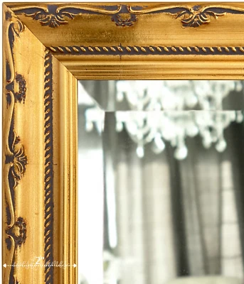 West Frames Camilla French Ornate Antique Gold Patina Wood Wall Framed Mirror - Image 1 of 4