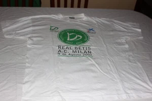 CAMISETA DE ALGODON CENTENARIO REAL BETIS BALOMPIE MATC CONTRA AC MILAN TALLA L - Picture 1 of 4