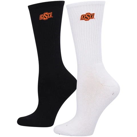 Women's ZooZatz Black/White Oklahoma State Cowboys 2-Pack Quarter-Length Socks Cover