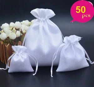 50x Seda Satén Boda Cordón Regalo Favor Saco Bolsa Joyería Peluca Bolsa Embalaje - Imagen 1 de 6