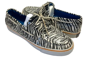 Sperry Top-Sider Women's Size 9 M Zebra Print Sequen Leather Lace Casual Shoes - Picture 1 of 8