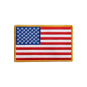 BANDIERA AMERICANA TOPPA in rayon ricamata filo alto ferro/seghettato - 6" x 4" - Foto 1 di 5