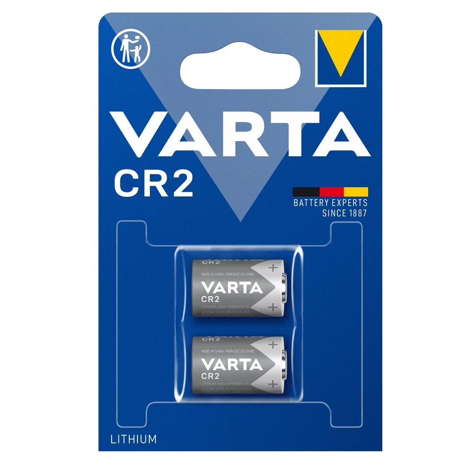 VARTA CR2 Lithium Batterien 3 Volt 920mAh ø 15,6x27mm 3V 6206 2er Blister - Bild 1 von 1