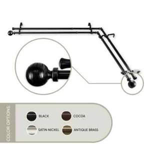 120-170 in. 13/16 in. Dia Double Corner Curtain Rod in Black - Picture 1 of 3