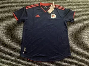 NWT Chicago Fire adidas Aeroready Game Jersey Soccer Mens Blue Large Embroidered - Picture 1 of 4