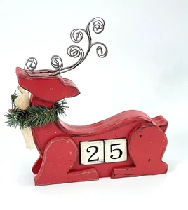 MacKenzie Kinder Weihnachten Countdown Hirsch Stil rot Bauernhaus rustikal Blöcke Holz - Bild 1 von 21