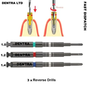 Dental implant reverse drills for broken fractured screw remover set of 3 New CE - Picture 1 of 2