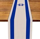 Linen Israel Flag Table Runner Jewish Table Decoration for Passover 13" x 108"