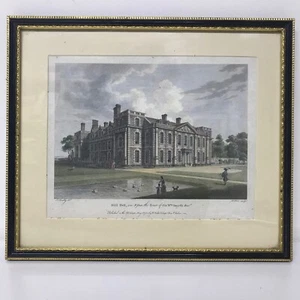 Antiker Gravur Druck von Hill Hall Essex | Schwarz & Gold gerahmt | 11x9" Kunst - Bild 1 von 6