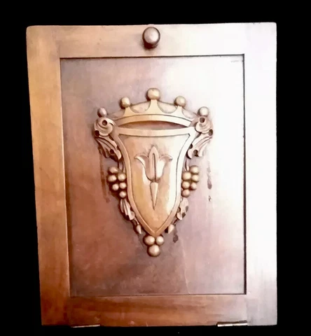 Salvage Wood Walnut Carved Buffet Door 14.5 x 11.75 Cover