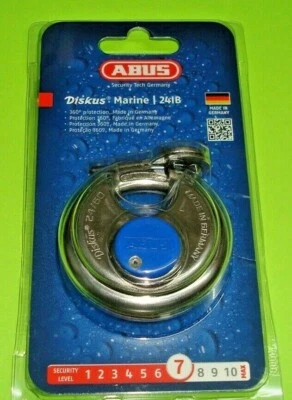 🔒  CARDED 24/60 ABU24/60CKD Marine Grade Stainless Mini Round DISKUS Padlock 🔒 - Image 1 of 4