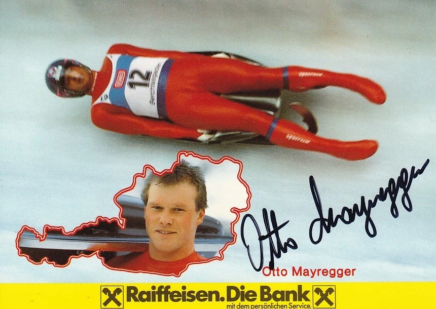 Otto MAYREGGER - Österreich, 9.Platz Olympia 1988 Rodeln, Original-Autogramm! - Bild 1 von 1