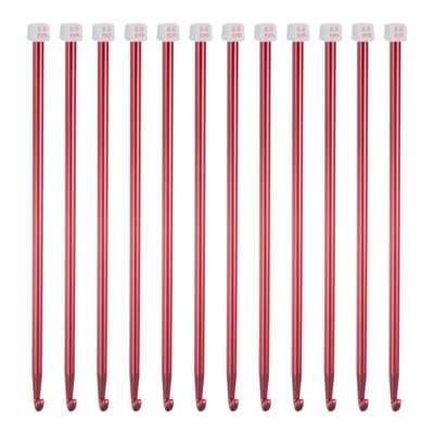 12pcs Crochet Hook 8mm Aluminum Knitting Needles Knitting Accessories, Rose Red - Image 1 of 4