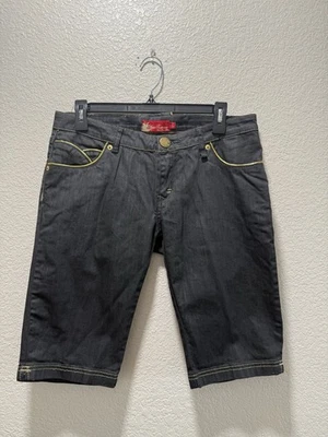 Y2K Apple Bottoms Dark Wash Gold Trim Shorts Size 9/10 - Image 1 of 4