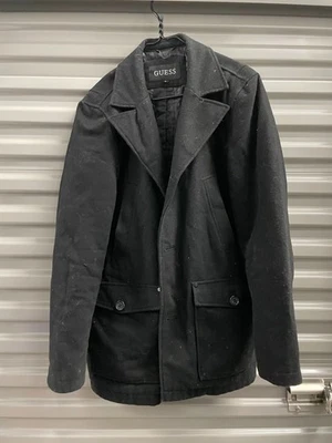 Guess Wool Blend Coat Jacket Black Men’s Size Medium - Image 1 of 4