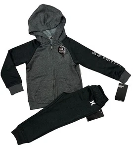 Hurley NWT Boy Size 4T Sweat Suit Zip Jacket Bottoms so SOFT Grey & Black - Picture 1 of 6