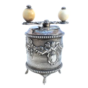 19th c 1850's French Silver Mechanical Pepper Mill, Minerva 950 Silver mark - Picture 1 of 12