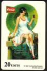 Coca-Cola 20u : 1926 femme découpée et grand parapluie vert et carte téléphonique verre Coca-Cola