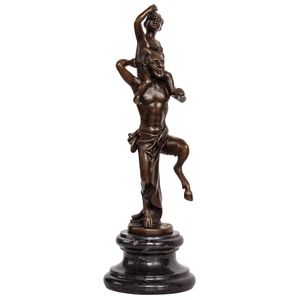 Scultura in bronzo piccolo Bacco vino fauno in stile antico statua bronzo 31 cm - Foto 1 di 6