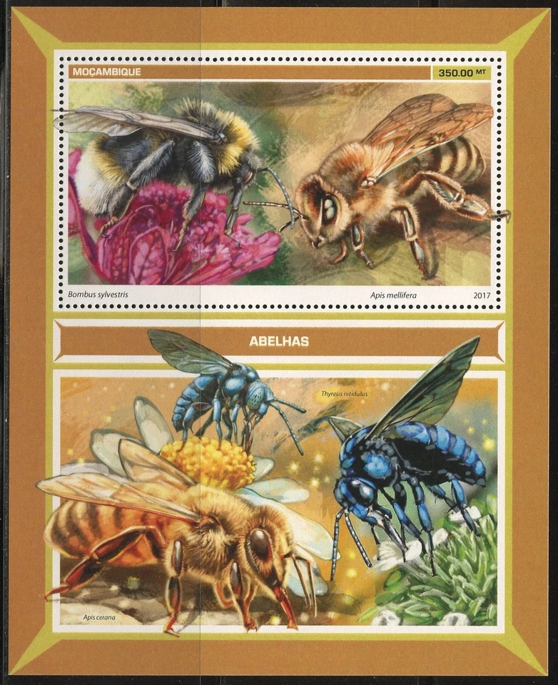 Mozambico 2017 Api Souvenir Foglio come Nuovo Nh - Immagine 1 di 1