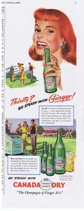 1948 Canada Dry Cooler, Red Head Lady, Golf Kitchen Art Print Ad - Picture 1 of 1