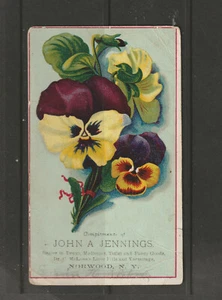 POST CARD advertising WORMS vermifuge testimony pansies Jenning NORWOOD NY - Picture 1 of 2
