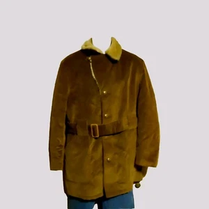Abrigo de pana de granero de colección forro de sherpa de felpa para hombre 44 Shanhouse marrón con cinturón - Imagen 1 de 5