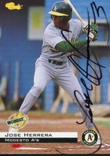 1994 Modesto A's JOSE HERRERA Signed Card autograph rc dominican republic