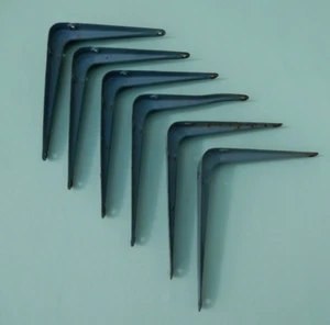 Set Lot 6 Shelf Brackets London Traditional Metal Grey Wall DIY Storage 6" x 5" - Picture 1 of 6