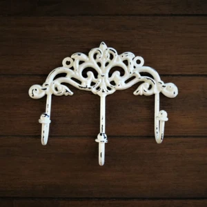 Gancho de pared de hierro fundido triple pergamino blanco abrigo sombrero toalla colgante resistente - Imagen 1 de 3