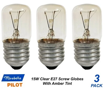 3 x 15W Clear Pilot Light Globe Bulb Lamp ES Screw E27 Incandescent Mirabella - Image 1 of 4