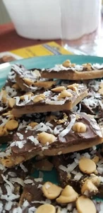 Freshly Made English Butter Toffee Chocolate W/ Coconut and Peanut Butter Chips - Picture 1 of 4